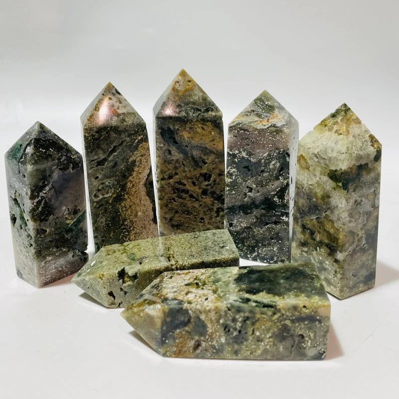Vein Green Ocean Jasper Four-Sided Tower Points Wholesale - Image 2