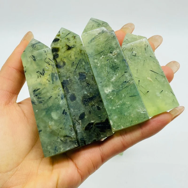 Green Prehnite Four Sided Tower Point Wholesale - Image 3