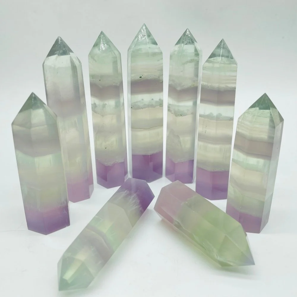 Transparent Pastel Fluorite Green Purple Fluorite Tower Points Wholesale - Image 3