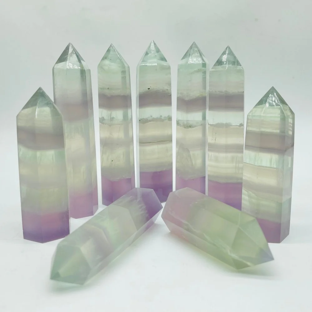 Transparent Pastel Fluorite Green Purple Fluorite Tower Points Wholesale - Image 4