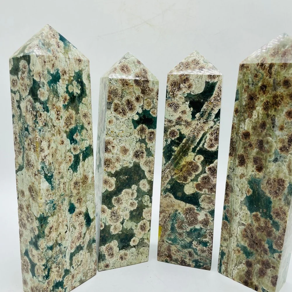 Green Flower Stone Four-Sided Large Tower Point Wholesale - Image 5
