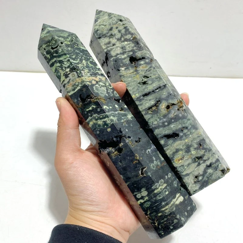 11 Pieces Green Sea Jasper Druzy Point