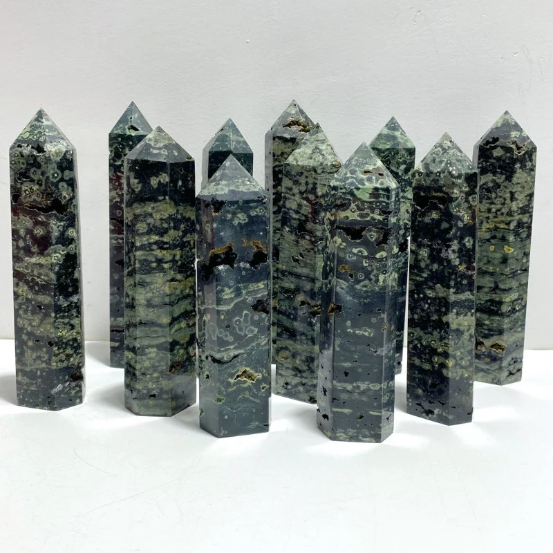 11 Pieces Green Sea Jasper Druzy Point - Image 4