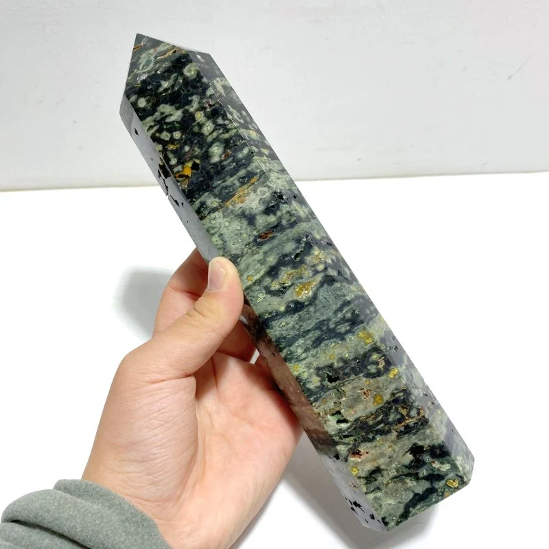 5 Pieces Large Green Sea Jasper Geode Druzy Points - Image 2