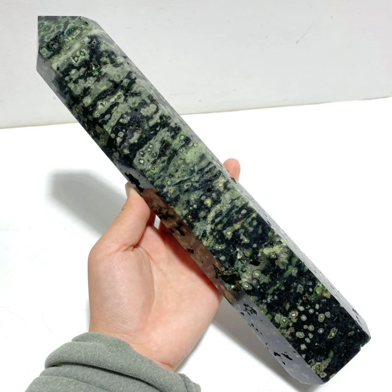5 Pieces Large Green Sea Jasper Geode Druzy Points - Image 3
