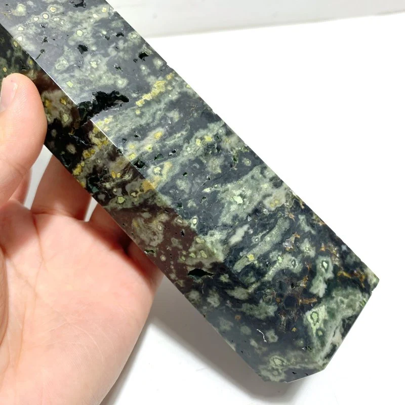 5 Pieces Large Green Sea Jasper Geode Druzy Points - Image 4