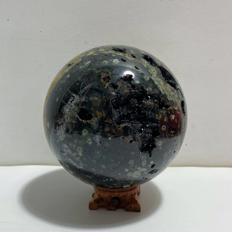 Large 8th Vein Ocean Jasper Sphere - Image 3