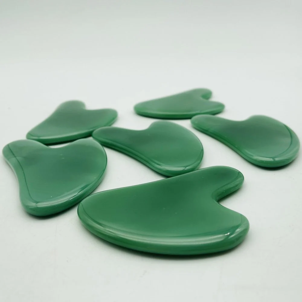 Green Smelting Stone Quartz Gua Sha Facial Tool  Green Smelting Stone Quartz Guasha Board for SPA Wholesale - Image 2
