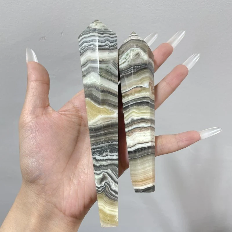 Grey Yellow Calcite Point Magic Wand Scepter Wholesale - Image 2