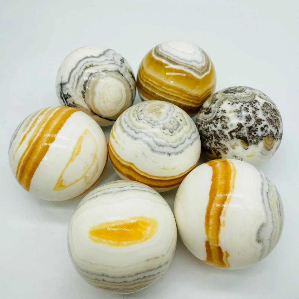 Grey & Yellow Calcite Sphere Ball Wholesale - Image 2