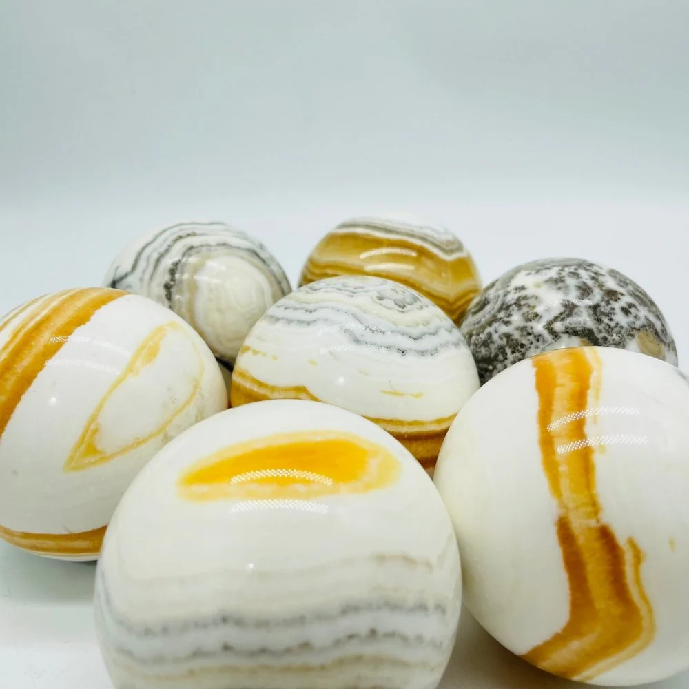 Grey & Yellow Calcite Sphere Ball Wholesale - Image 3