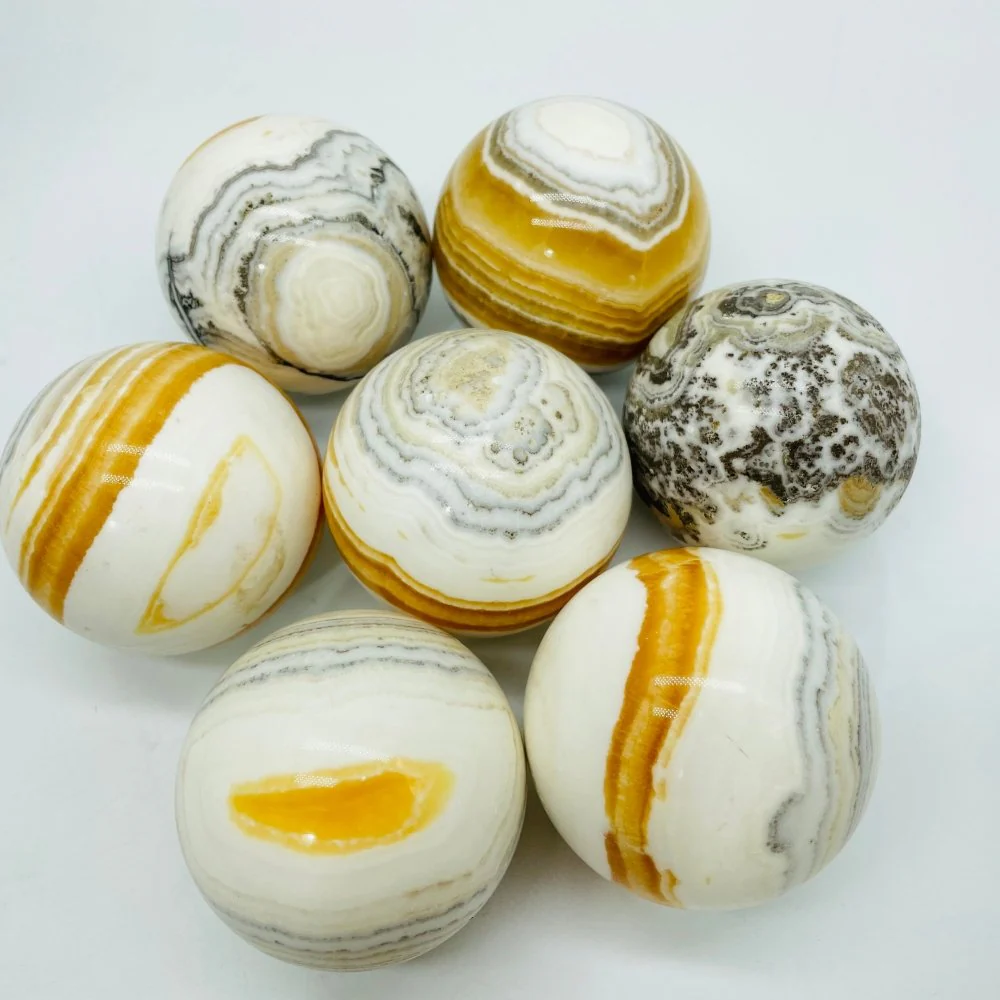 Grey & Yellow Calcite Sphere Ball Wholesale - Image 4