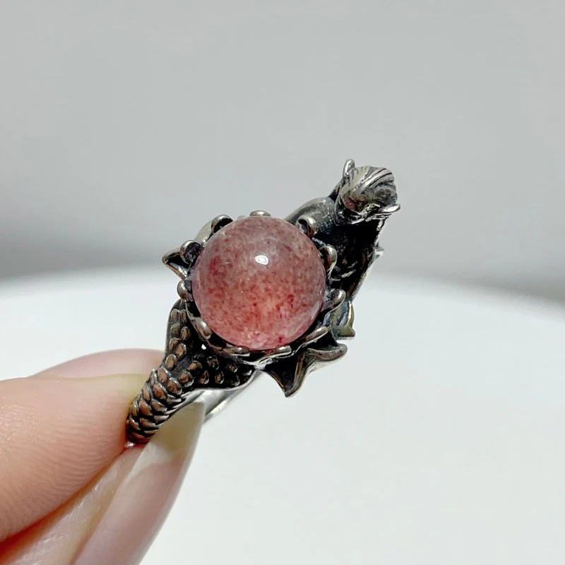 #H3 Silver Rings Mermaid Shape Wholesale Sunstone Malachite Strawberry Quartz - Image 2