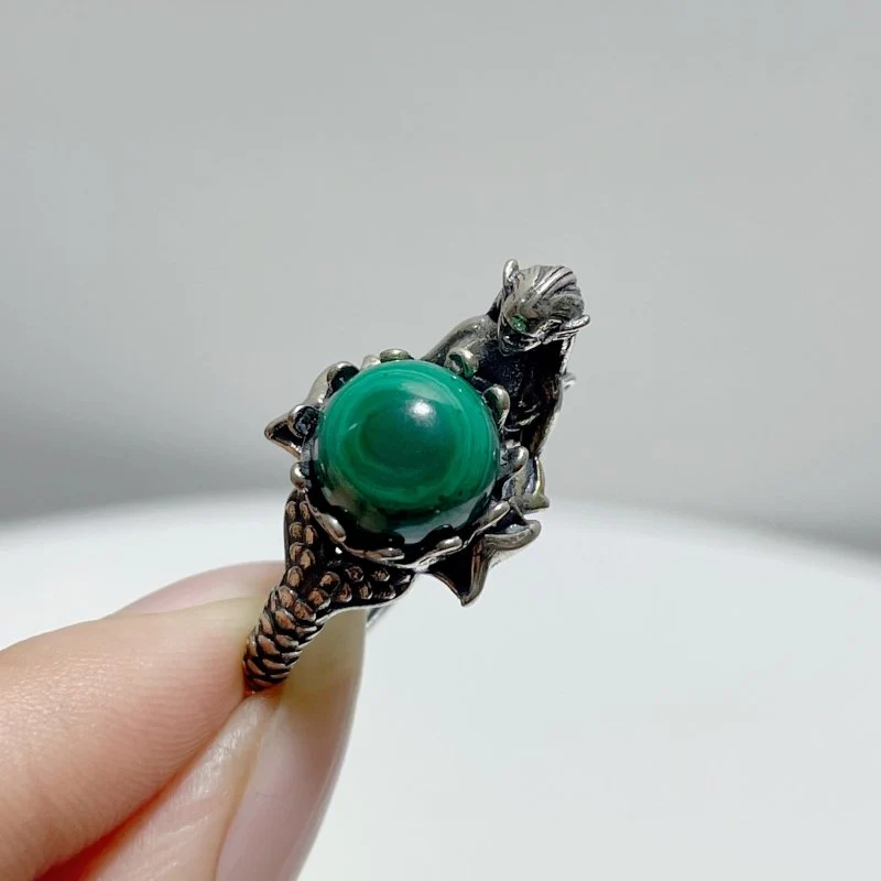 #H3 Silver Rings Mermaid Shape Wholesale Sunstone Malachite Strawberry Quartz - Image 3