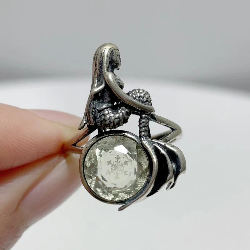 #H4 Silver Rings Beautiful Mermaid Wholesale Kunzite Charoite Citrine Malachite Clear Quartz - Image 4