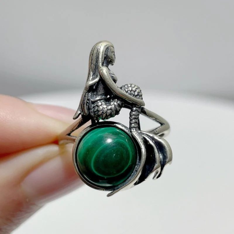 #H4 Silver Rings Beautiful Mermaid Wholesale Kunzite Charoite Citrine Malachite Clear Quartz - Image 7