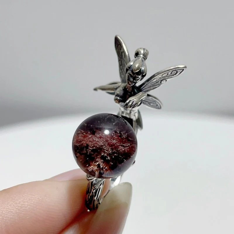 #H5 Silver Rings Flower Fairy Shape Wholesale Kunzite Garden Quartz