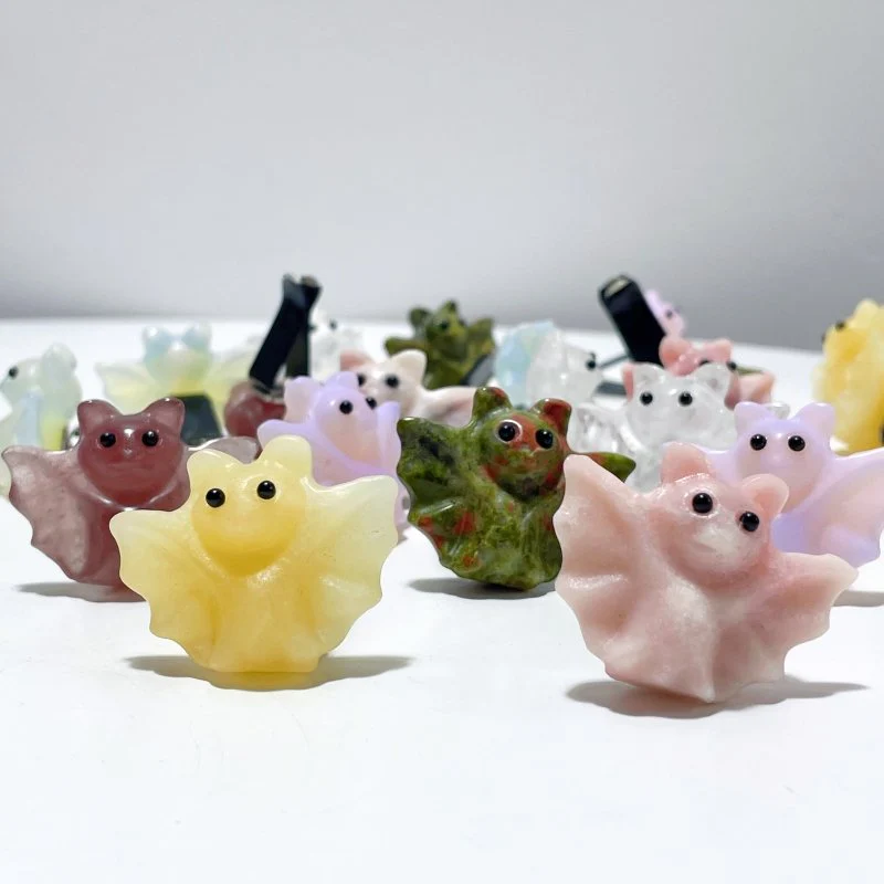 7 Types Halloween Bat Crystal Car Air Vent Clips Wholesale Car Accessories Yellow Calcite Strawberry Quartz
