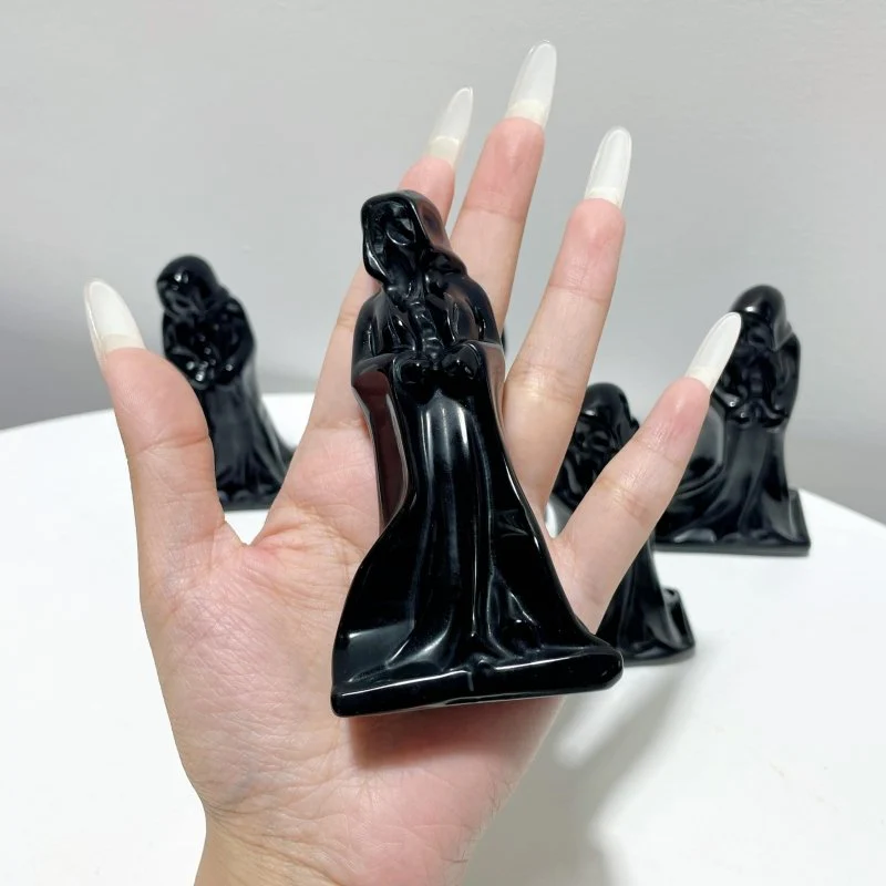 10cm Halloween Obsidian Grim Reaper Carving Wholesale - Image 3