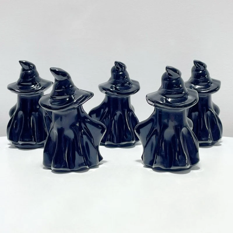 Large 10cm Mirror-like Polishing Obsidian Wizard Ghost Halloween Carving Wholesale - Image 4
