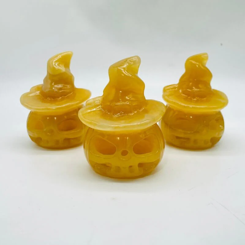 Yellow Calcite Halloween Pumpkin Wizard Carving Wholesale - Image 3