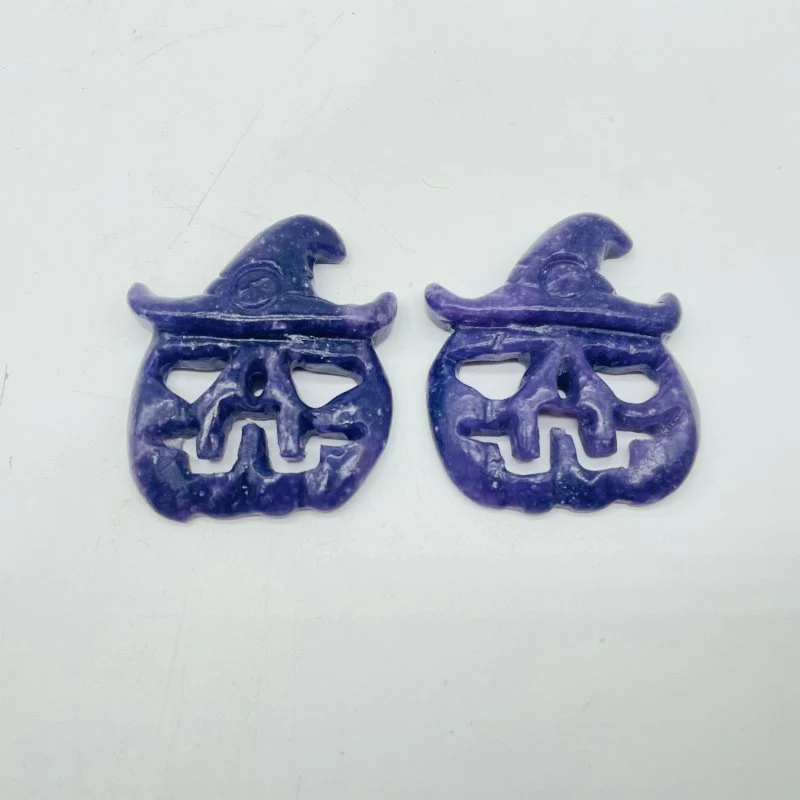 Halloween Pumpkin Wizard Lepidolite Green Aventurine Carving Wholesale - Image 2