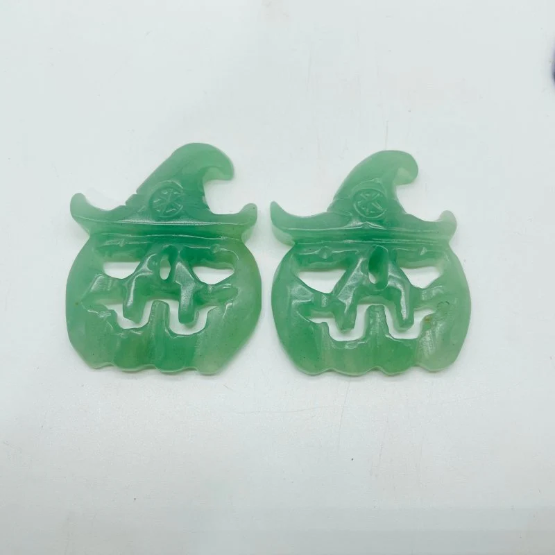 Halloween Pumpkin Wizard Lepidolite Green Aventurine Carving Wholesale - Image 3