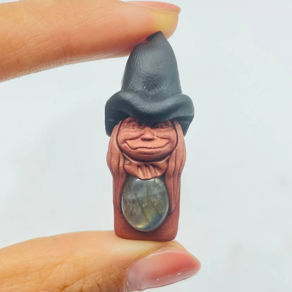 Handmade Clay Witch Pendant Wholesale Labradorite Amethyst Agate - Image 4