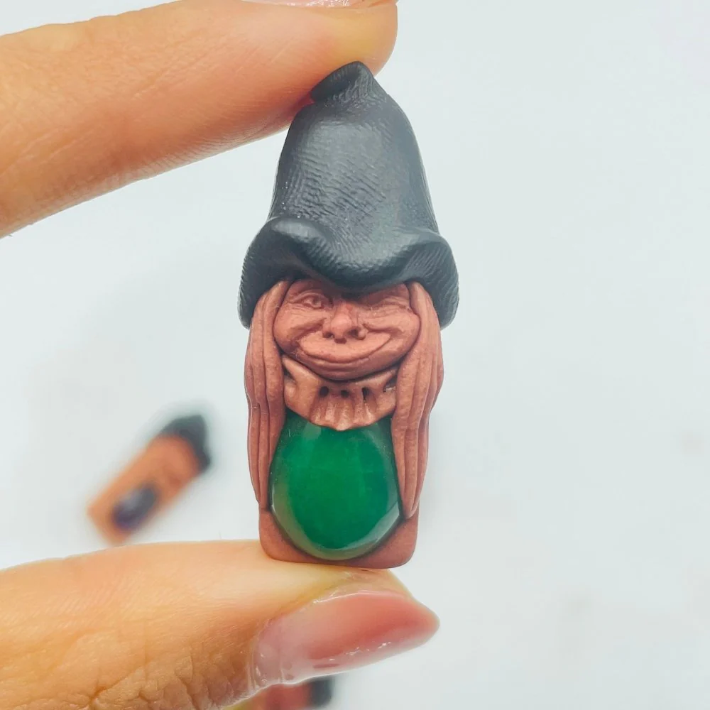 Handmade Clay Witch Pendant Wholesale Labradorite Amethyst Agate - Image 7