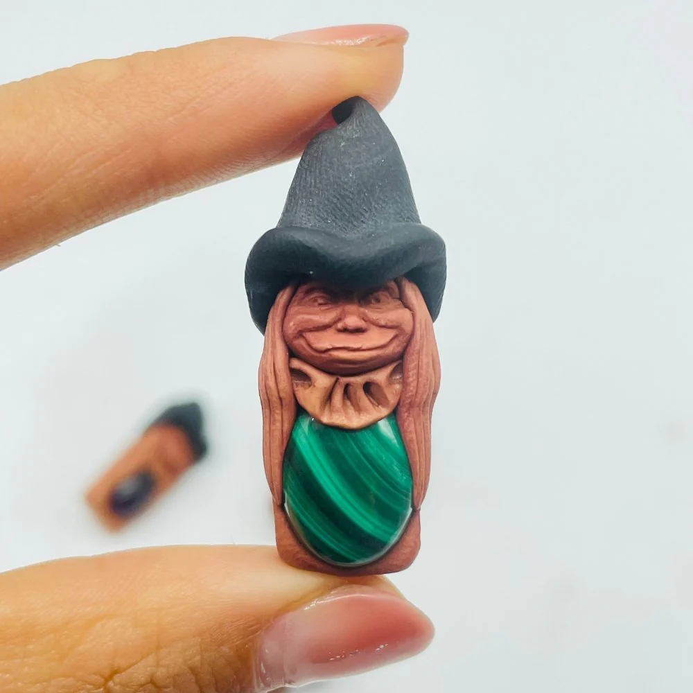 Handmade Clay Witch Pendant Wholesale Labradorite Amethyst Agate - Image 8