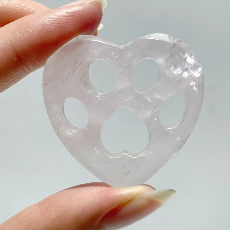 3 Types Heart Shaped Cat Paw Wholesale Fluorite Rose Quartz - Image 4