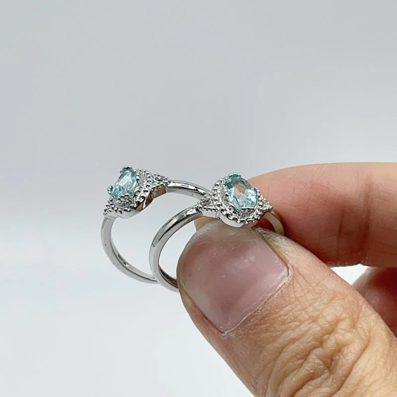 Heat Treatment Blue Topaz Ring Wholesale