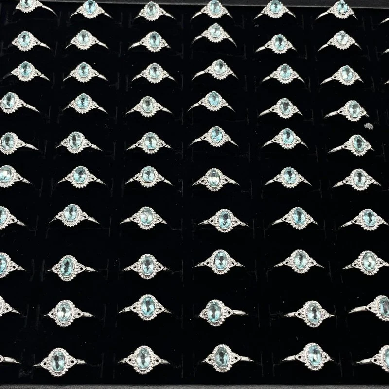 Heat Treatment Blue Topaz Ring Wholesale - Image 3