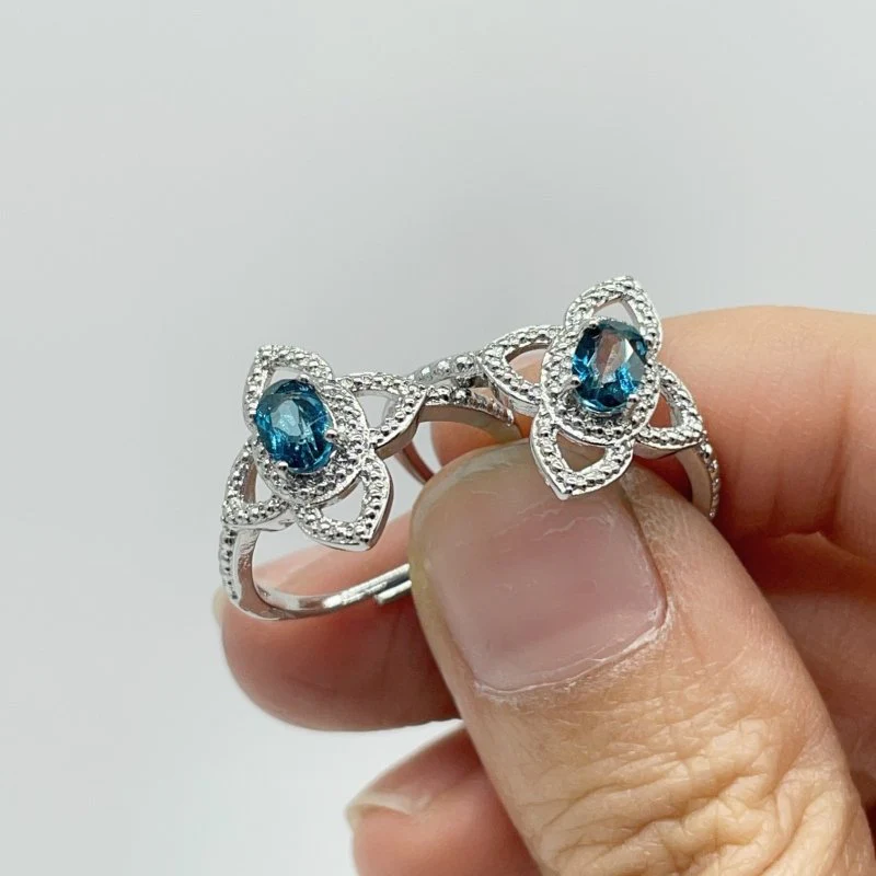 Heat Treatment Blue Topaz Rings Wholesale