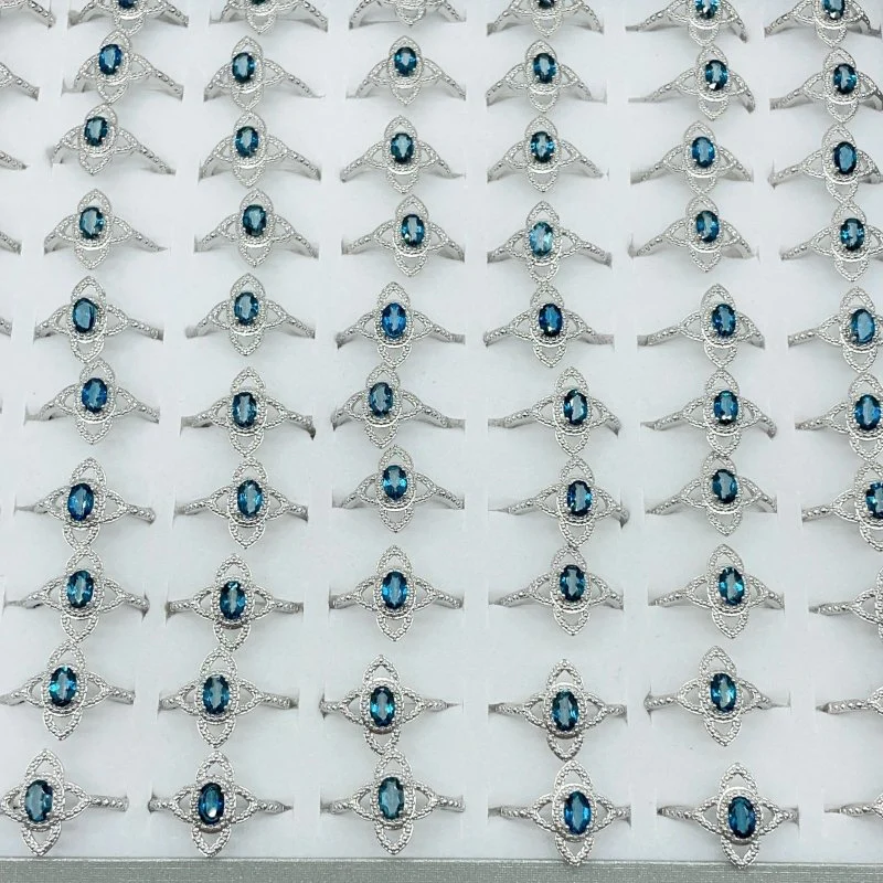 Heat Treatment Blue Topaz Rings Wholesale - Image 3