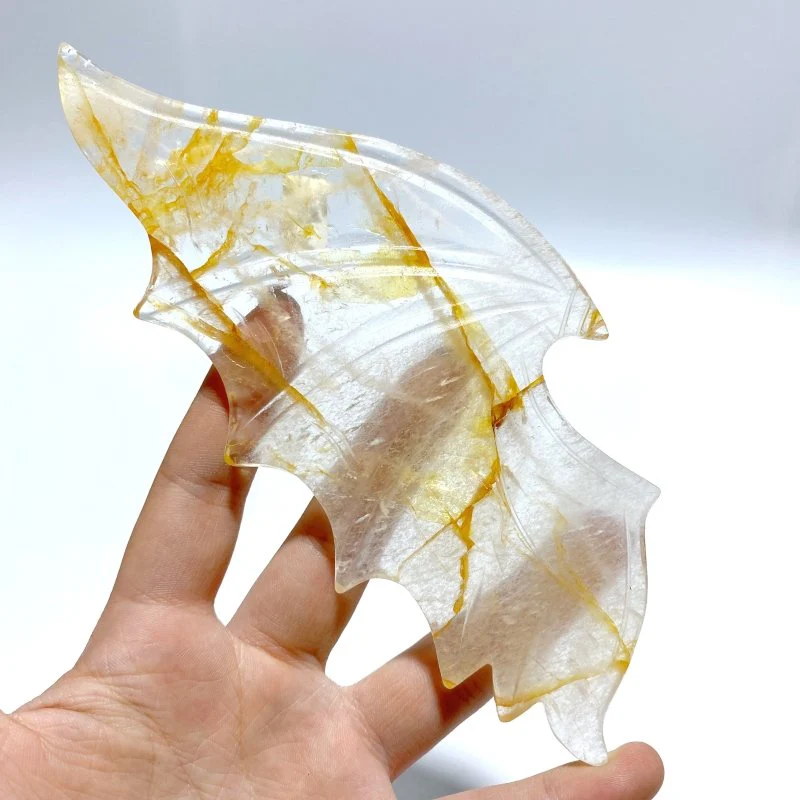 Hematoid Quartz Golden Fire Quartz Demon And Angel Wing Carving With Stand - Image 3