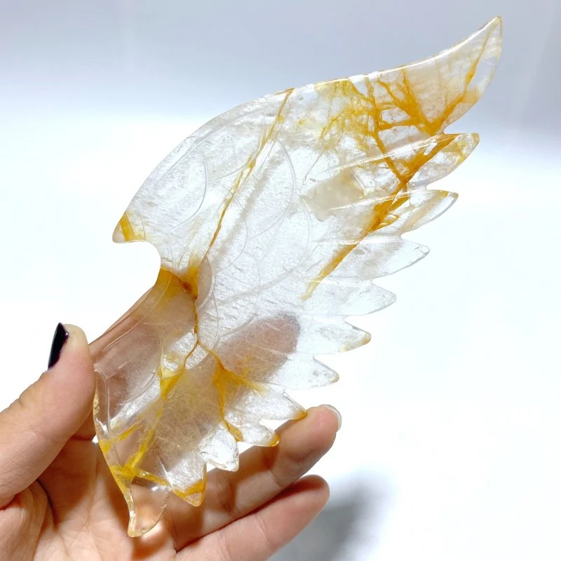 Hematoid Quartz Golden Fire Quartz Demon And Angel Wing Carving With Stand - Image 4