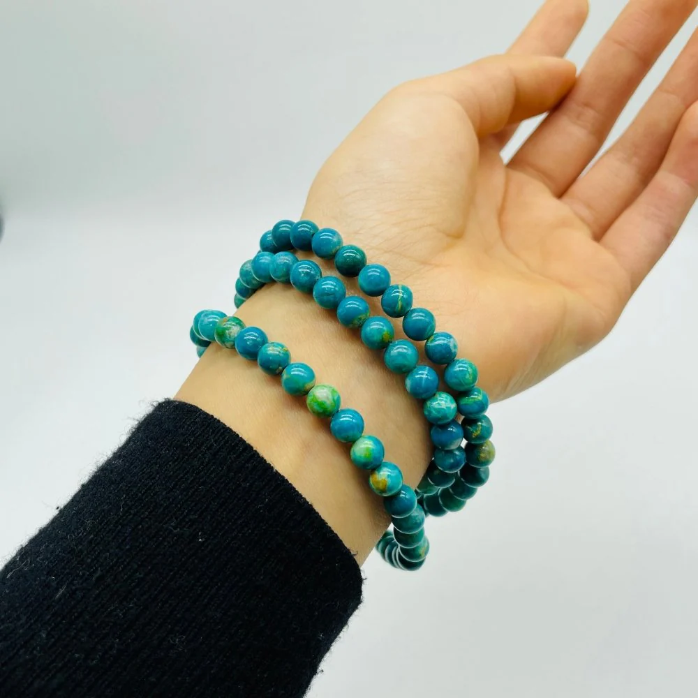 High Grade Chile 3-Loop Chrysocolla Bracelet / Necklace (HGUB04) - Image 4