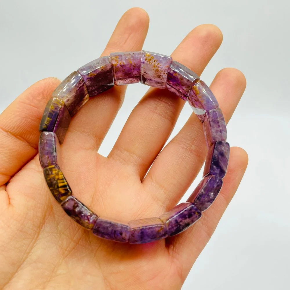 High Grade Amethyst Cacoxenite Super7 Bracelet (HGUB07) - Image 2
