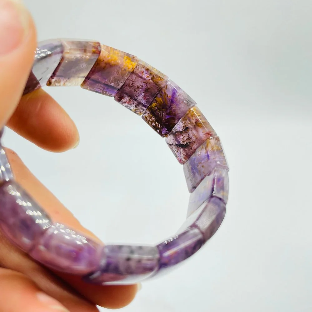 High Grade Amethyst Cacoxenite Super7 Bracelet (HGUB07) - Image 3