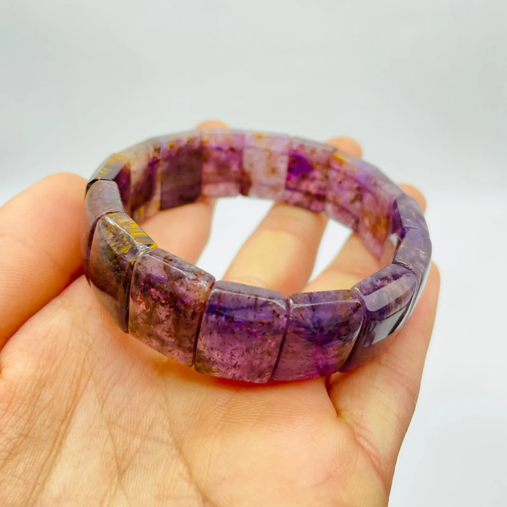 High Grade Amethyst Cacoxenite Super7 Bracelet (HGUB07) - Image 4