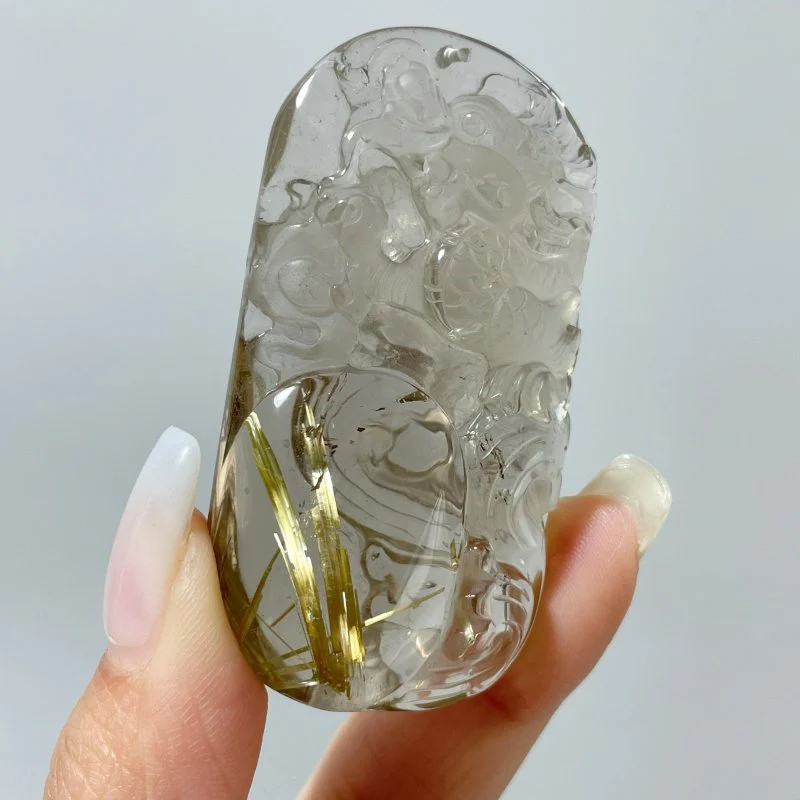 High Grade Chinese Dragon Rutile Pendant Carving - Image 6