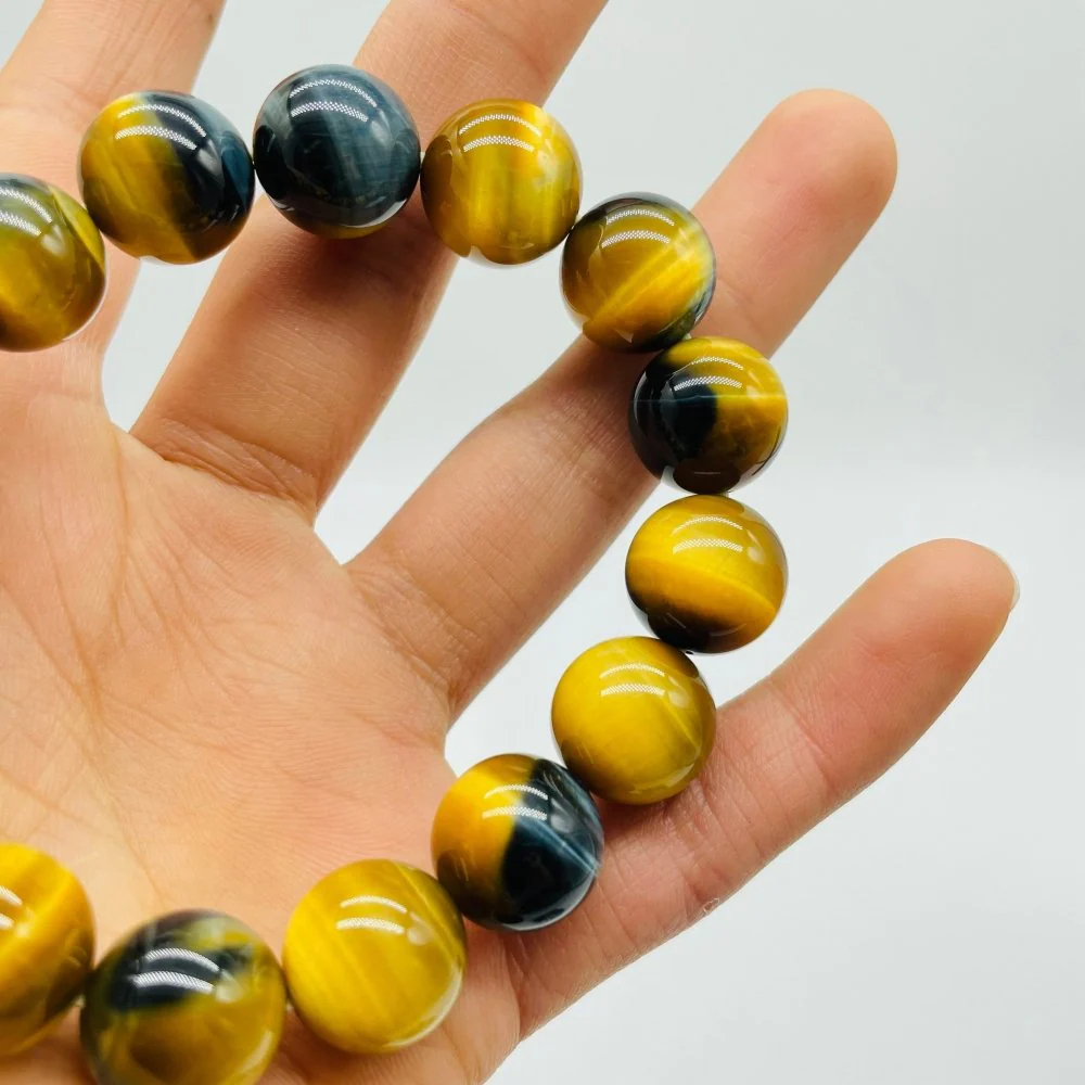 High Grade Gold Blue Tiger Eye Flash Bracelet (HGUB02) - Image 3