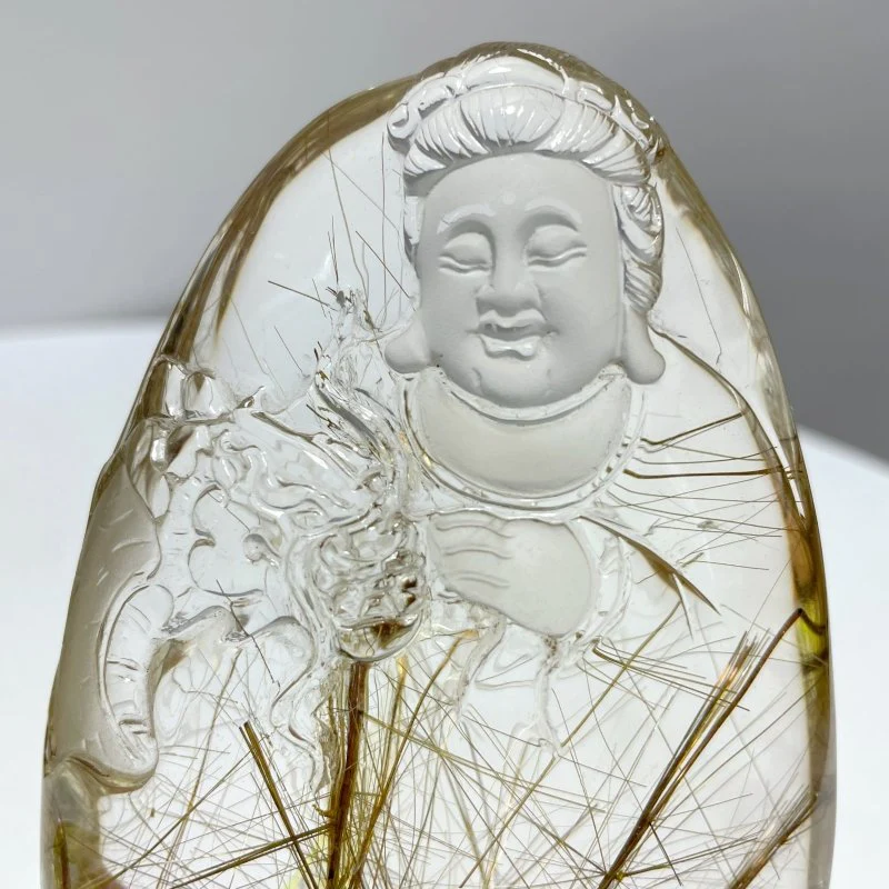 High Grade Quan Yin Rutile Crystal Carving - Image 2