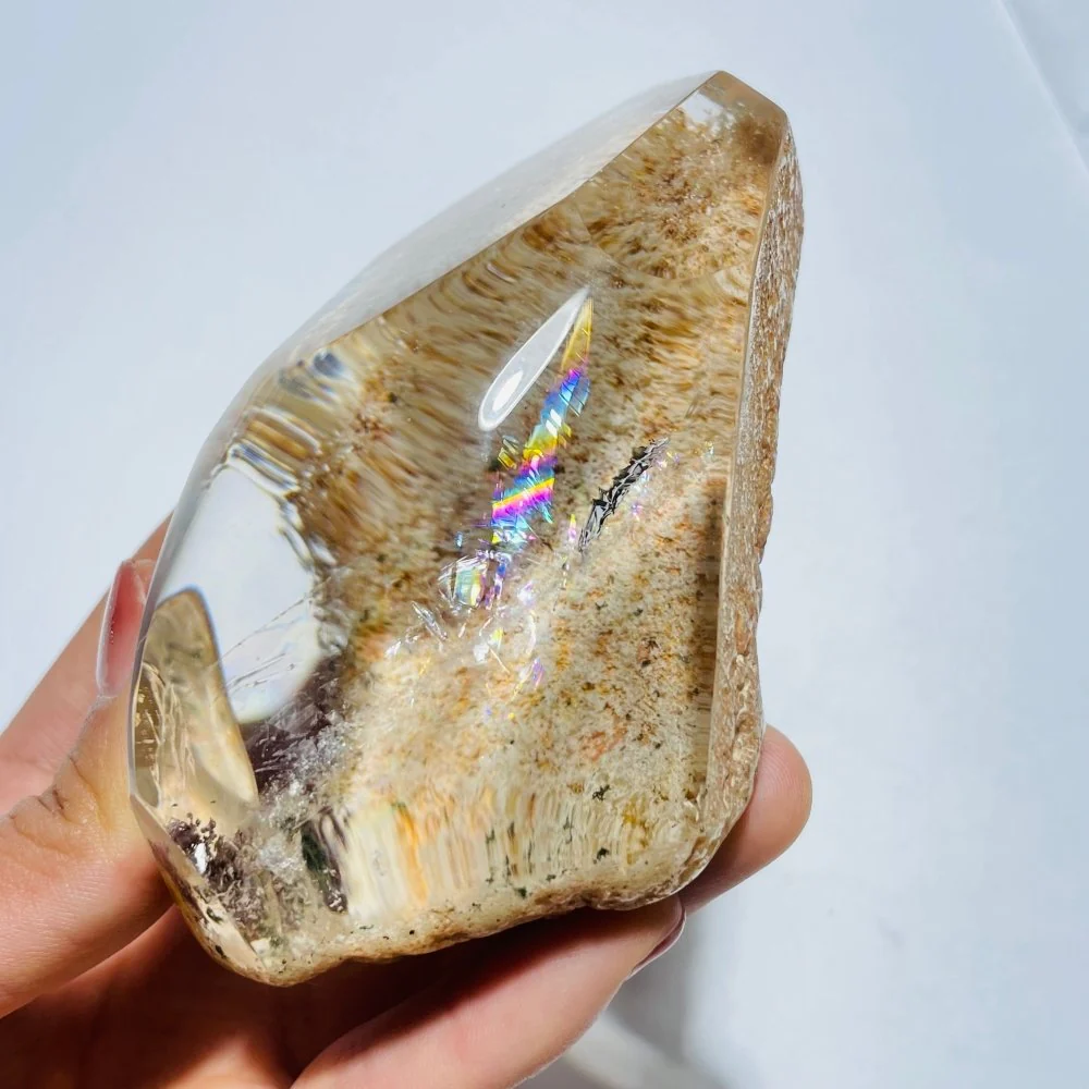 High Grade Orange Garden Quartz Lodolite With Rainbow - Image 2