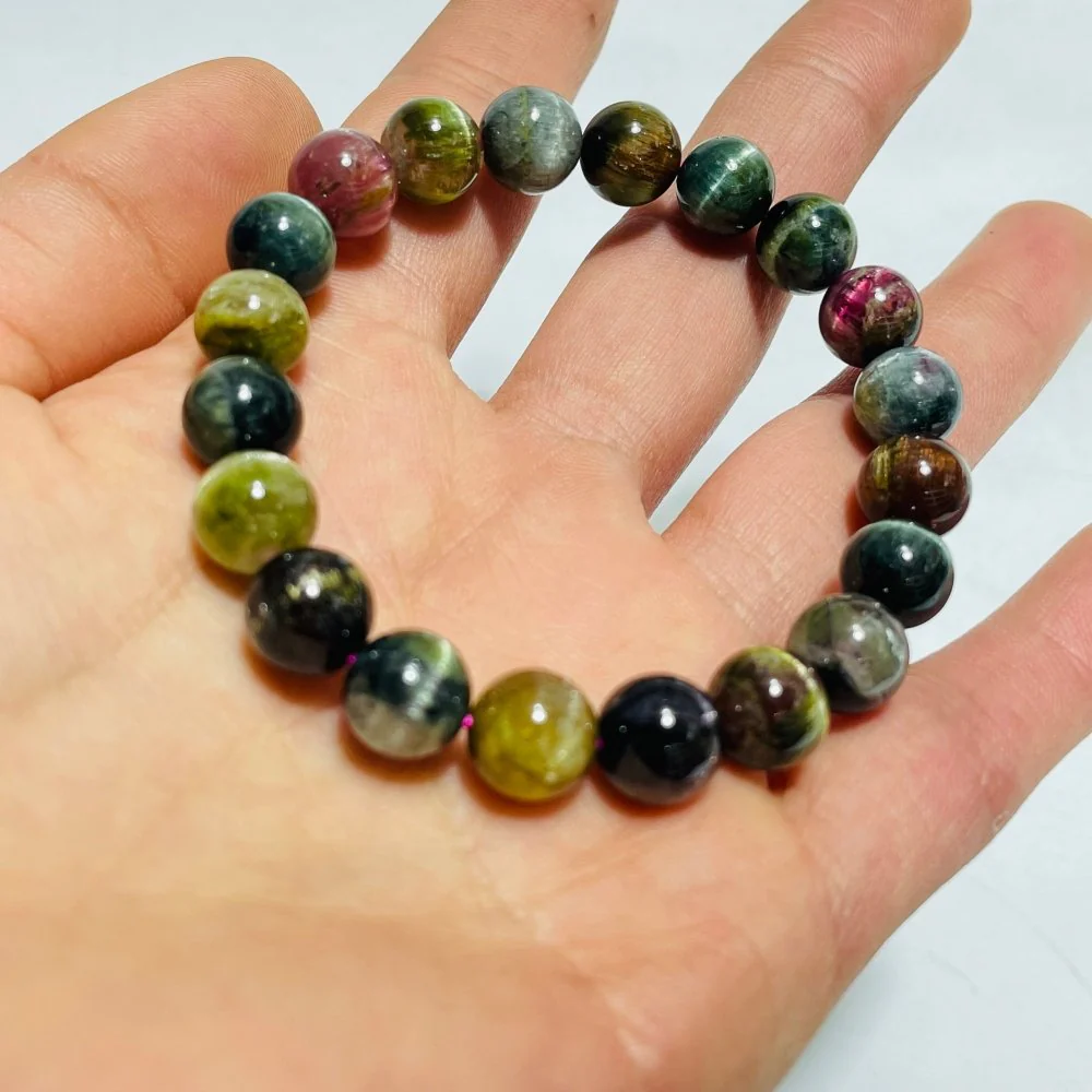 High Grade Rainbow Cat's Eye Tourmaline Bracelet (HGUB06) - Image 3