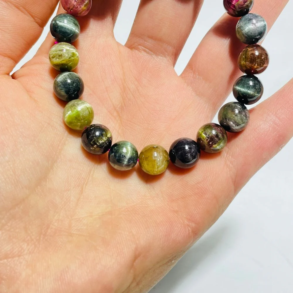 High Grade Rainbow Cat's Eye Tourmaline Bracelet (HGUB06) - Image 4