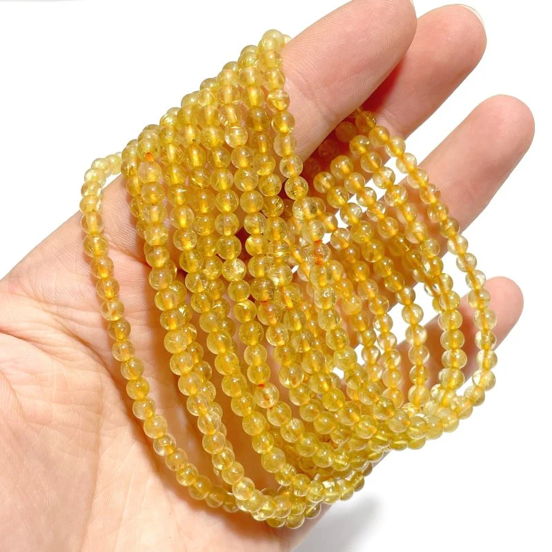 42 Pieces High Quality 4mm Golden Rutile Quartz Bracelets - Image 2