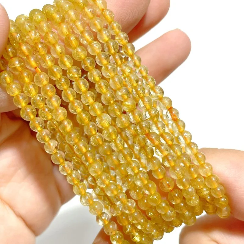 42 Pieces High Quality 4mm Golden Rutile Quartz Bracelets - Image 4