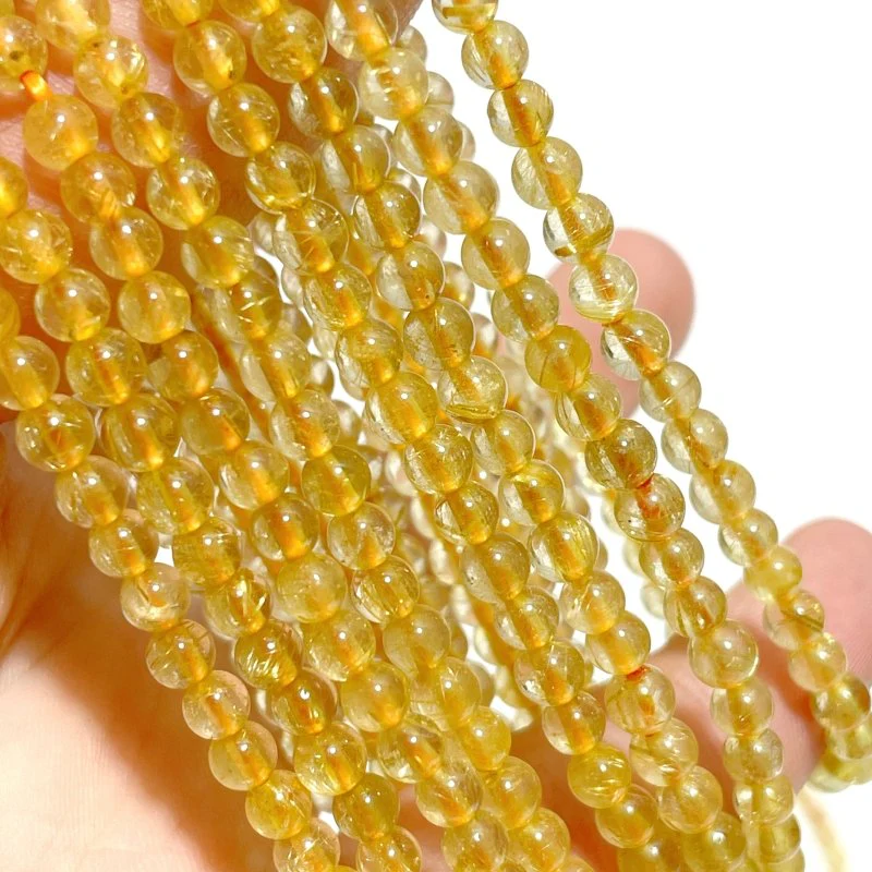 42 Pieces High Quality 4mm Golden Rutile Quartz Bracelets - Image 5